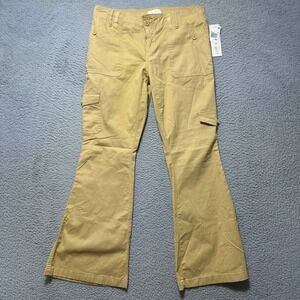 Madden Girl Cargo Pants Womens Large Tan Flare Leg Utility Y2K NWT Stretch